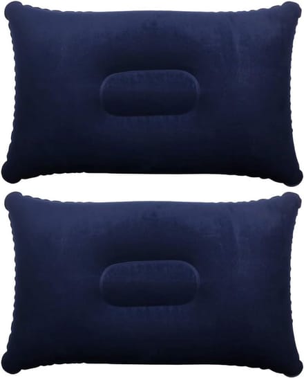 Opblaasbaar kussen voor reizen of kamperen - Opblaaskussen – Blauwe 2-pack