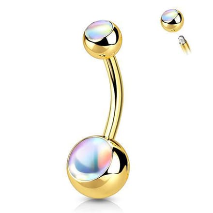 Piercing PVD iridescent steen top - goud - LMPiercings