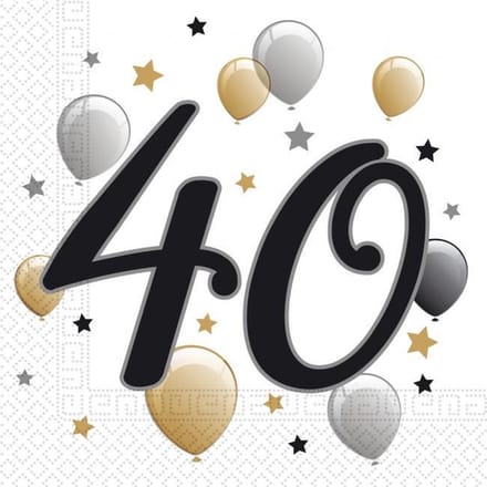 Procos Servetten 40 Jaar 33 X 33 Cm Papier Goud/wit 20 Stuks