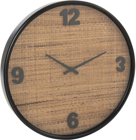 J-Line klok - hout - bruin/zwart - small - Ø 6 cm