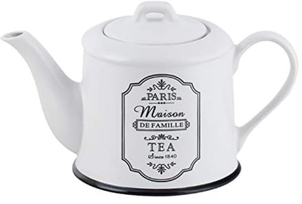 Keramische Theepot met Deksel en Handvat - 0,8 Liter - Wit/Zwart