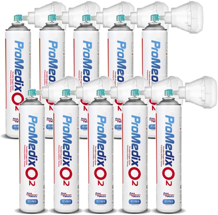 Promedix PR-994 - Set van 10 stuks Draagbare zuurstofinhalator in een blik 99,4% O2 12L