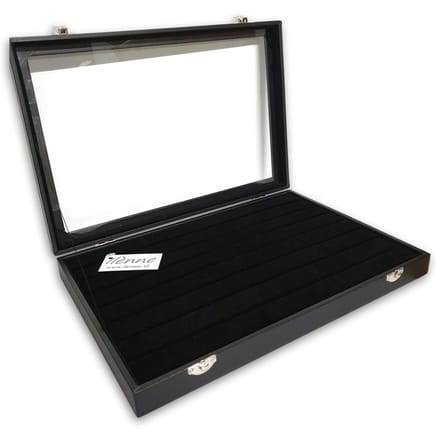 Ilènne - Ringendoos / Ringenhouder - Zwart - 100 ringen -35x24x4,5 cm - Met Deksel - Ringenbox