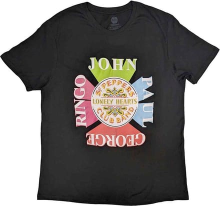 The Beatles - Sgt Pepper Drum & Names Heren T-shirt - S - Zwart