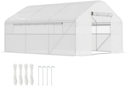 Outsunny Tunnelkas - PE - 395x300x197cm - Wit