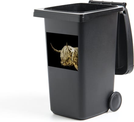 Container sticker Schotse Hooglander - Schotse Koe - Goud - 40x40 cm - Kliko sticker