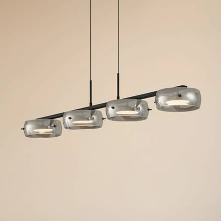 Lucande LED hanglamp Martis, zwart, 4-lamps, dimbaar