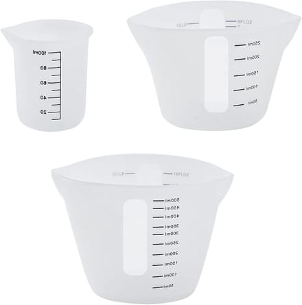 Set van 3 Siliconen Maatbekers voor Epoxyhars, Perfect voor DIY, Bakken en Mallen - 100ml, 250ml, 500ml