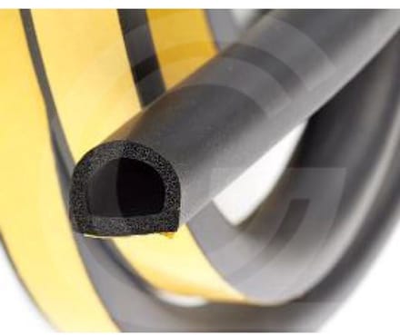 Tochtband sponsrubber - EPDM Mosrubber D profiel - Zelfklevend - 14 x 12 mm - 10 meter lang