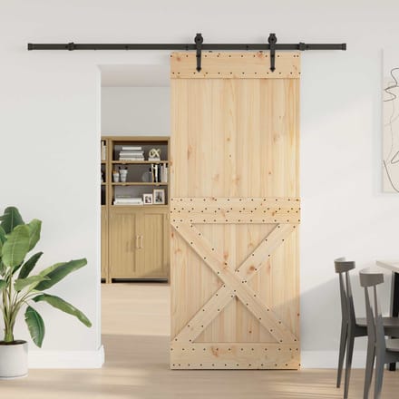 vidaXL - Schuifdeur - NARVIK - Naturel - en - Zwart - 95 - x - 210 - cm - (213,5 - cm)