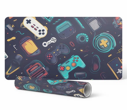 Bureauonderlegger voor grafisch ontwerpers met retro gamepatronen 100x50 cm
