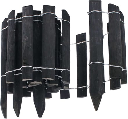 BOGATECO Hazelnoot Rollborder 60 x 300 cm - Flexibele Houten Halfrondomheining - Tuin Afboording - Black