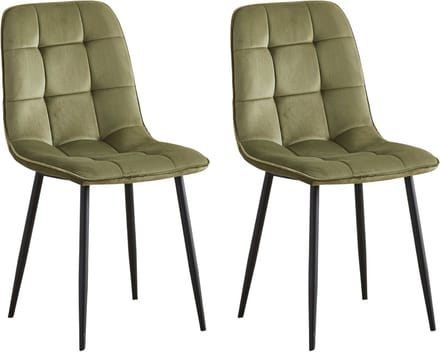 Colenis - Ela Eetkamerstoel - Set Van 2 - Olijfgroen - Velvet - Design
