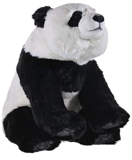 Pluche Panda - Knuffeldier Dier - Kinderen Leren - Gevuld Met Plastic Flessen - 38 cm - Zwart Wit