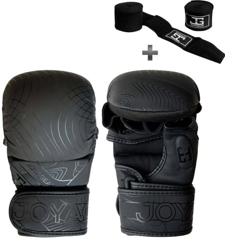 JOYA Essential MMA Sparring Handschoenen Zwart/Zwart – Maat L – Kickboksen, Grappling & Training – Comfortabele Pasvorm & Dubbele Klittenbandsluiting