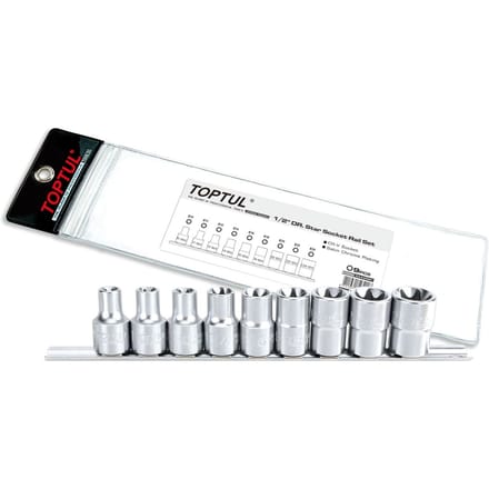 TORX dopsleutelset TOPTUL 1/2 inch 9 Stuk (E10 - E24)