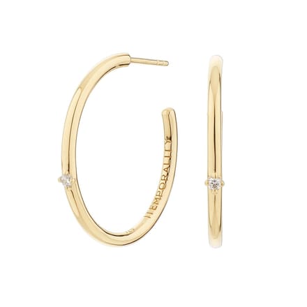 Gouden oorringen met zirkonia – 28 mm