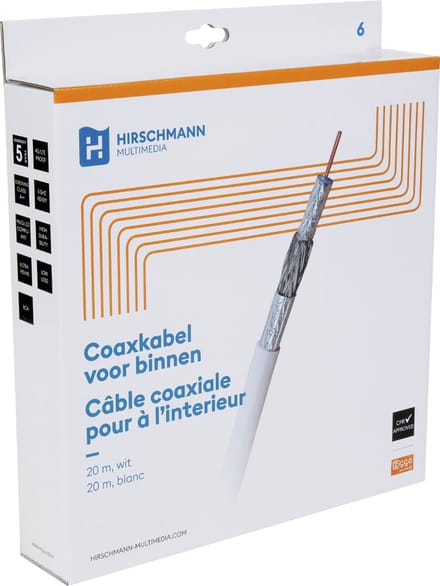 Hirschmann - KOKA-9 Coax aansluitkabel IEC 4G proof - Zonder stekkers - 20m - Wit