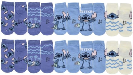 Lilo & Stitch Sokken - 10 Paar - Maat 31/34- Paars - Blauw - Kind