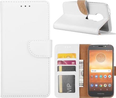 Bookcase Geschikt voor: Motorola Moto E5 Play - Wit - portemonnee hoesje
