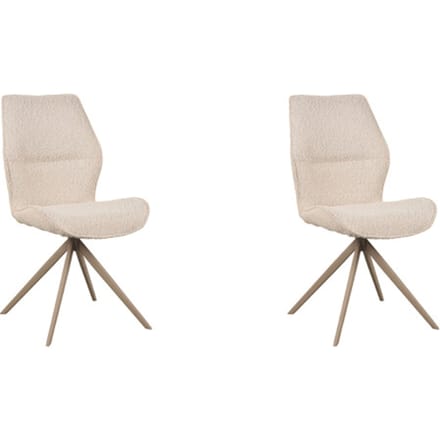 LABEL51 Comfy Eetkamerstoel - Naturel - Stof - Taupe Metaal - Stoel - Normale eetkamerstoel