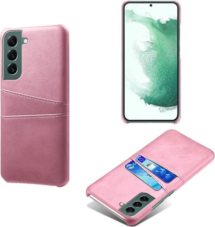 Backcover met Opbergvakjes + PMMA Screenprotector voor Galaxy S22 Plus _ Roze Goud