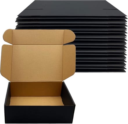 Verzenddozen 10x7x3 inch - 24-Pack Zwarte Golfkartonnen Dozen voor Verpakking