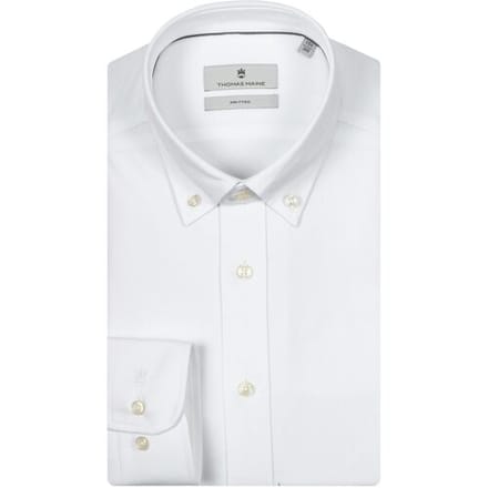 Thomas Maine Overhemd Torino Button Down Piqué Jersey Wit / male