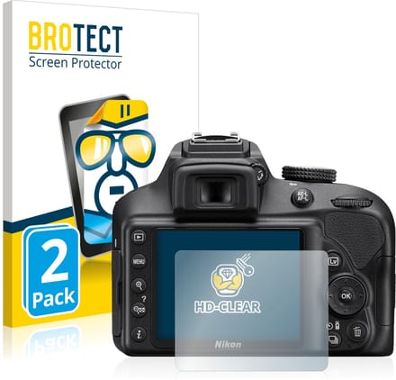 BROTECT - Screenprotector voor Nikon D3400 - Folie Beschermfolie transparant 2 Stuks