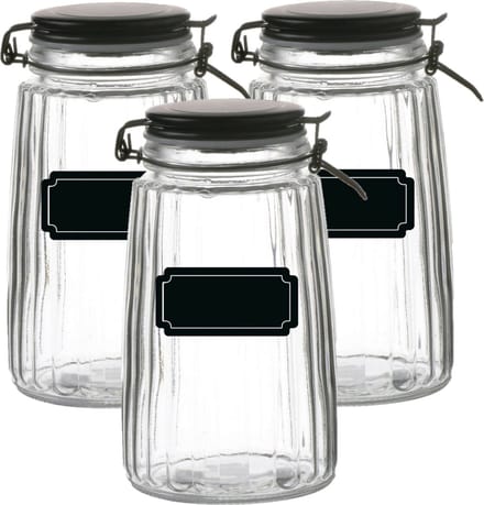 Weckpot/inmaakpot - 6x - 1.8L - glas - met beugelsluiting - incl. etiketten