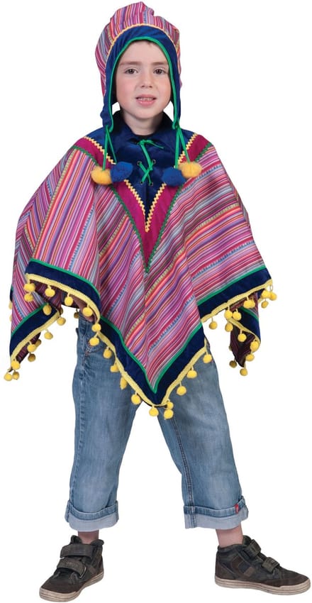 Verkleedkleding | Peruaanse Poncho Kind | Maat One size | Kinderen | Unisex | Carnavalskleding