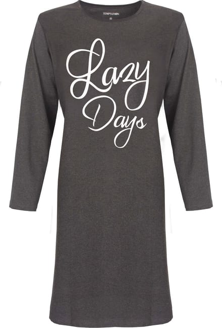 Temptation Dames Nachthemd - Bigshirt - Donker Grijs - Maat L