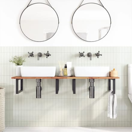 vidaXL - Badkamer - wandschap - staal - en - massief - acaciahout