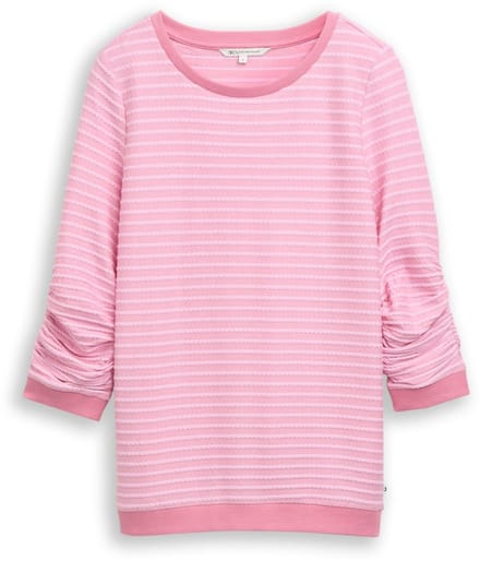 Tom Tailor Denim - Sweatshirt met streepmotief - Maat M - tonal rose structure stripe