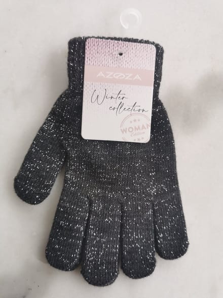 Dameshandschoenen zwart met zilverkleurige glitter one size