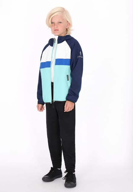 Schmuddelwedda Anorak jongens (kinderen) Turkoois kleurblok