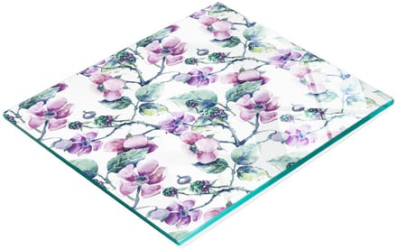 Keukenplank van gehard glas met decoratieve afbeelding van bramenbloemen, 60x52 cm