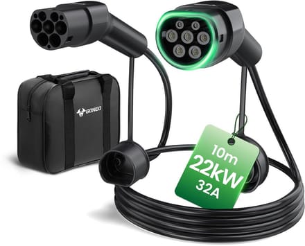 Oplaadkabel Type 2 voor Elektrisch Voertuig, 22 kW, 10 Meter, 3-Fasig