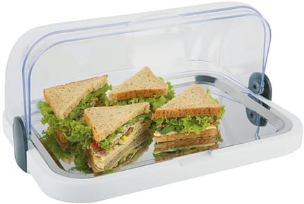APS Buffetvitrine - 4-delige Vitrine met Rol Deksel - Inclusief Koelelementen - Voor Buffet - Wit
