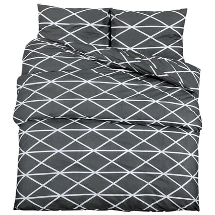 vidaXL - Dekbedovertrekset - 200x200 - cm - katoen - donkergrijs - en - wit