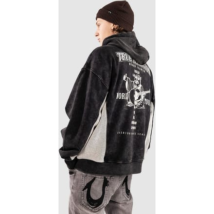 True Religion Mesh Inset Rust Cinched Zip Hoodie zwart