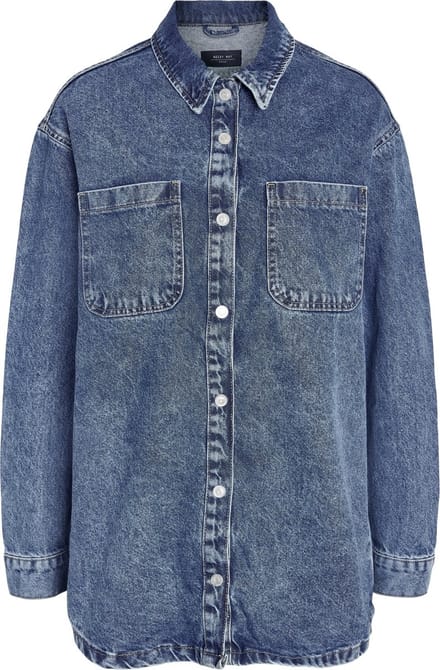 Noisy May Alva Longsleeve Shacket Dames Longsleeve - blauw - M