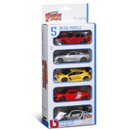 Bburago Burago 1:43 5-pack Street Fire sportwagens Auto's op schaal Miniatuur auto's