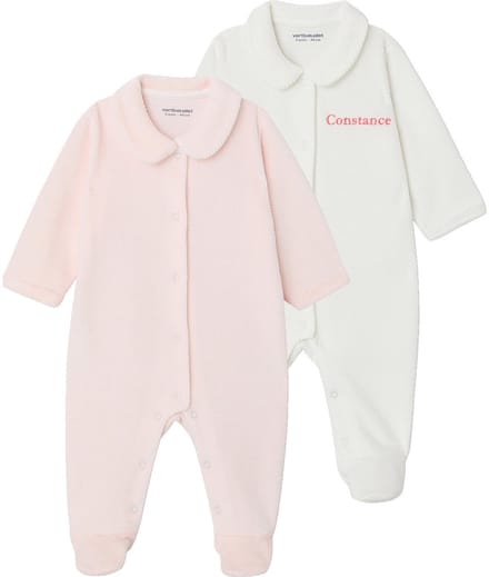 Vertbaudet Set van 2 geribd fluwelen babyslaappakjes met opening voor