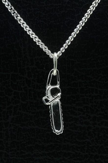 Zilveren Kettingzaag ketting hanger