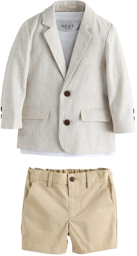Next - Jongens - Set van blazer, T-shirt en shorts - Wit
