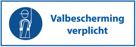 Valbescherming verplicht bord met tekst, kunststof 200 x 75 mm