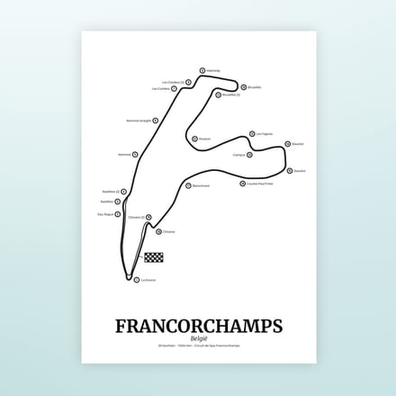 Ditverzinjeniet.nl Poster Formule 1 Circuit Belgie Francorchamps - A3 Formaat