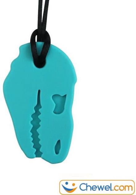 Stevige bijtketting kauwketting | Dinosaurus T-Rex Dino | Blauw | Chewel ®