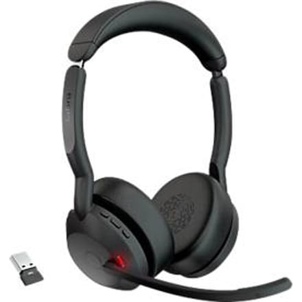 Jabra Evolve2 55 MS Stereo On Ear headset Bluetooth Stereo Zwart Noise Cancelling, Ruisonderdrukking (microfoon) Headset, Microfoon uitschakelbaar